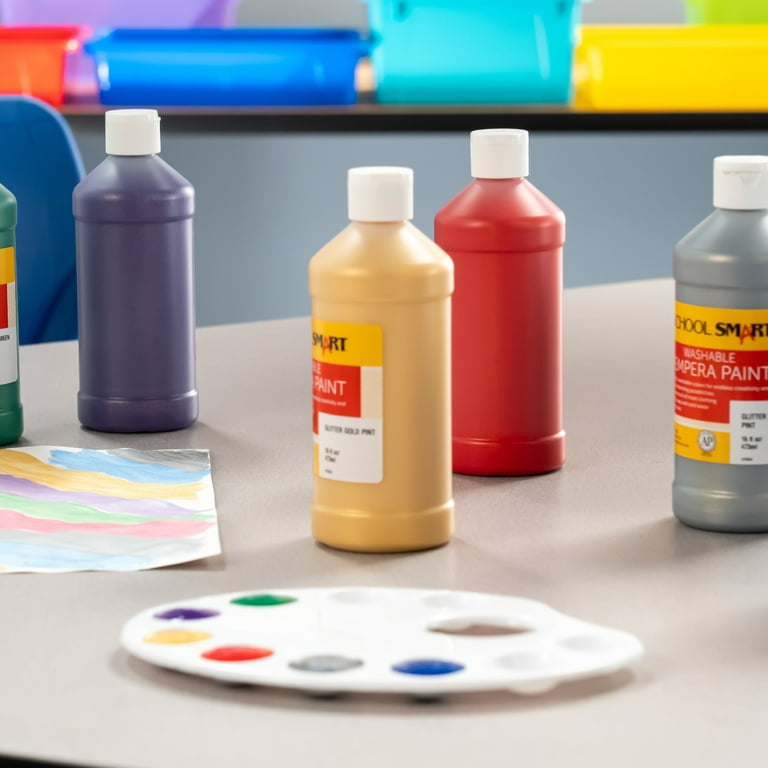 School Smart Washable Tempera Paints, Assorted Colors, Pint Set of 12