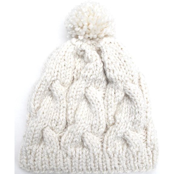 CREAM CHUNKY CABLE KNIT HAT
