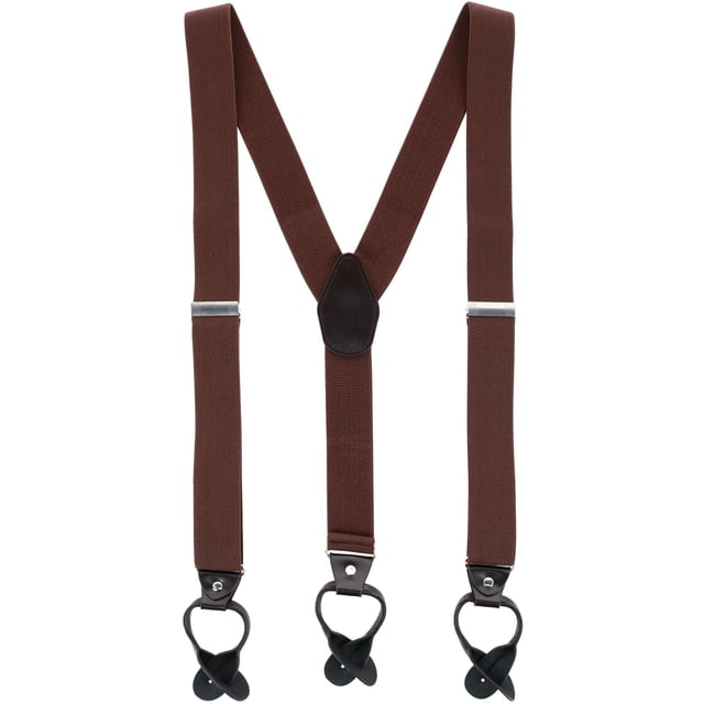 CTM® 1.375 Inch Wide Solid Color Y-Back Button-End Suspenders (Men's)