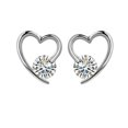 thumbnail image 1 of Pendientes minimalistas con circonita en forma de corazón, pendientes redondos para mujer, pendientes elegantes, 1 of 4