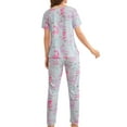 thumbnail image 3 of Innerwin Pajamas Set Plaid Printed Ladies Sleepwear Home Color Block Basic Nightwear Powder During M, 3 of 4