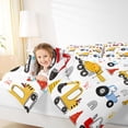 thumbnail image 6 of Manfei Construction Truck Boys Full Size Comforter Sets, Cartoon Tractor Bedding Comforter Set, Vehicle Theme Reversible Bedding Sets, Microfiber Bedroom Decor, 3-Piece, 6 of 9
