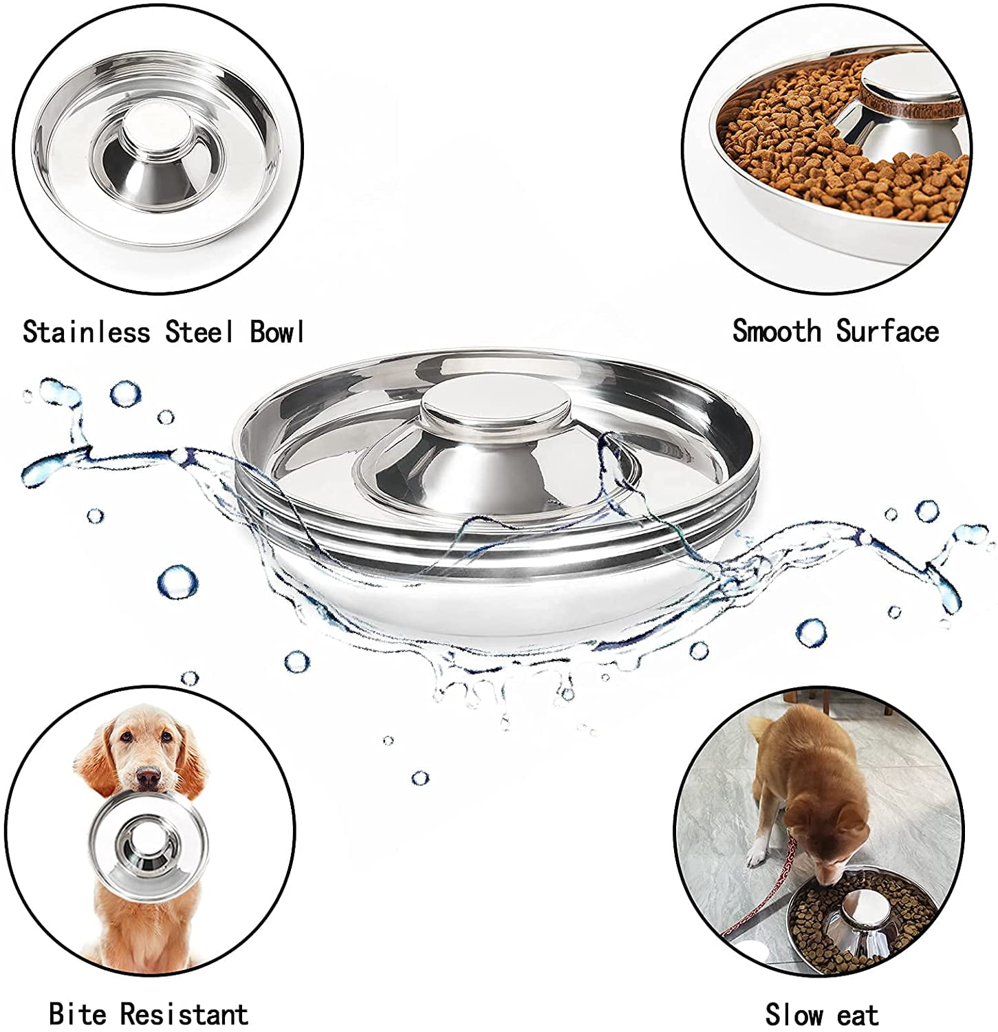 stainless steel dog bowls pet food water feeder for cat puppy dog feeder  bowl T4