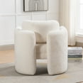 thumbnail image 3 of Modern Accent Armchair Barrel Chair, Unique U-Shape Chair Side Chair with Curved Backrest, Upholstered Single Sofa Chair Club Chair, for Living Room/Bedroom/Lounge, Ivory, 3 of 9