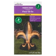 Way To Celebrate Mardi Gras Inflatable Fleur de Lis, 3', Black and Gold