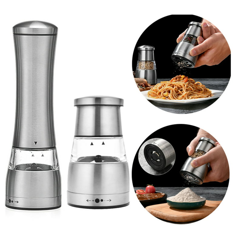 Electric Salt & Pepper Grinder Mill Shakers Set Stainless Steel