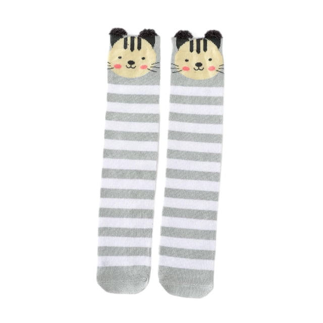 1 par de calcetines hasta la para niñas de 3 a 15 años, cómodos calcetines de algodón con forma de animal Gato