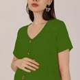 thumbnail image 5 of Fengqque Nursing Maternity Maternity Postpartum Comfort Dress Pajamas Casual Comfort Solid Color Button Pregnant Short Sleeve V-Neck Dress, 5 of 7