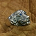 thumbnail image 2 of Blue CZ Eyes 925 Sterling Silver Golden Retriever Cute Dog Ring Punk Jewelry TA32N US Size 13, 2 of 16