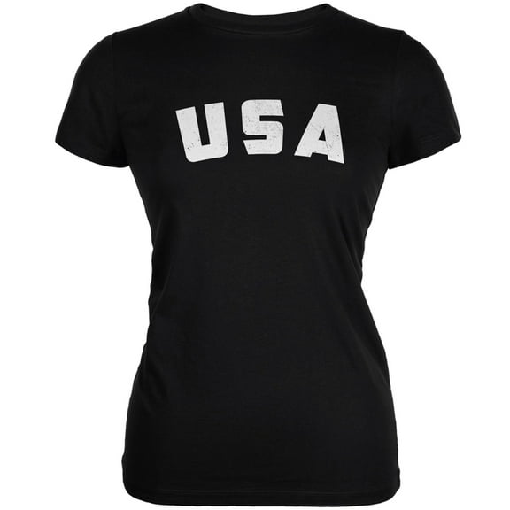 4th Of July Distressed USA Black Juniors Soft T-Shirt - X-Large