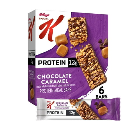 Kellogg's Special K Chocolate Caramel Chewy Protein Bars, Ready-to-Eat, Meal Replacement, 6 Count