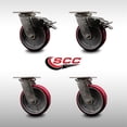 thumbnail image 2 of 6 Inch 316SS Poly on Aluminum Swivel Caster Set with Roller Bearing 2 Brakes SCC, 2 of 2