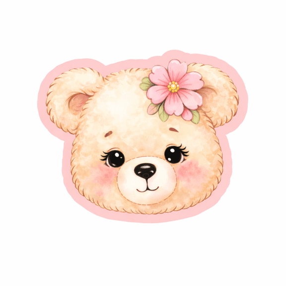 Blossom Teddy Bear  Face Cookie Cutter & Stamp