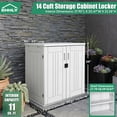 thumbnail image 4 of EHHLY Weatherproof Outdoor Storage Cabinet, 14 Cu.ft Resin Garage Organizer with 2 Adjustable Shelves & Lock, Utility Closet for Patio, Shed, Kitchen, Polar White, 4 of 9