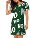 thumbnail image 2 of Fotbe Ho Ho Ho A Bata de Dormir para Mujer con Estampado, Camisón de Algodón de Manga Corta, Ropa de Dormir Casual, 2 of 6