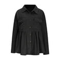 thumbnail image 4 of Womens Corduroy Shirts Jacket Peplum Shacket Jacket Casual Long Sleeve Button Down Blouses Tops Fashion with Pockets Black XXL, 4 of 7