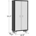 thumbnail image 2 of Armoire de Rangement en Métal Robuste Verrouillable de 71 Pouces de Hauteur avec Roues à 360°, Armoire en Acier avec Tablettes et Portes Ajustables, Armoire de Garage Roulante pour Bureau, Maison, Garde-Manger et Atelier, 2 of 7