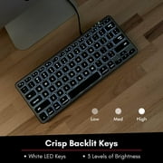 Macally BLMINIZKEYSG, Backlit Compact USB Wired Keyboard