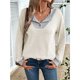 thumbnail image 5 of Camisetas de Larga de Moda de Otoño para Mujer, Sudaderas con Cuello en V y Botones de Patchwork, Tops Casuales Tipo Pulóver L, 5 of 9