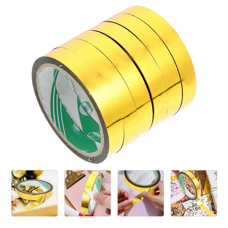 6 Rolls of Graphic Art Tape DIY Golden Mirror Tape Gold Decorative Tape Metallic Mirror Wrapping Tape