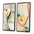 thumbnail image 3 of Designart "Waves of Multicolor Abstraction III" Abstract Minimalism Framed Wall Art Set Of 2 - Green Abstract Framed Canvas Set For Living Room Decor, 3 of 6