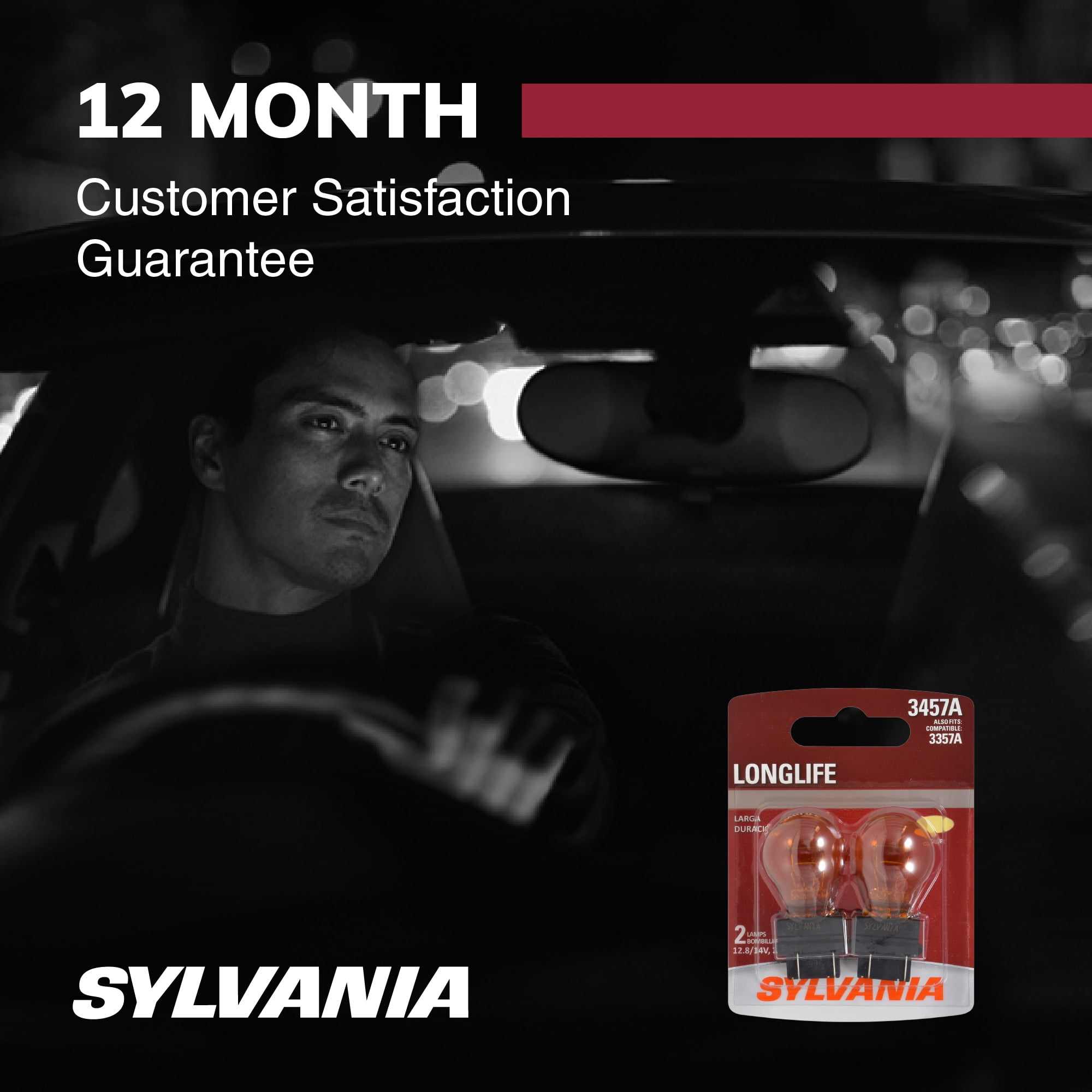 Sylvania 3457A Long Life Halogen Auto Mini Bulb, 2 pack, Compatible with Multiple Cars