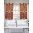 thumbnail image 6 of Brown Red Semi Sheer Window Curtains 45 Inches Long, Vintage Boho Ethnic Geometric Abstract Art Rod Pocket Voile Silky Chiffon Curtain Light Filtering Drapes for Living Room, 52"x45", 2 Panels, 6 of 9