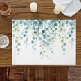 thumbnail image 3 of Retro Watercolor Eucalyptus Leaves Placemats Set of 6,Wipeable Washable Table Mats for Dining Tables, Gradient Botantical Place Mats for Kitchen Event Party Tabletop Decor, 3 of 9