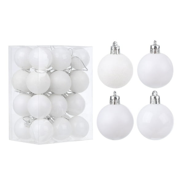 Uxcell 24Pcs White 1.57 Inch Christmas Balls Ornaments Shatterproof Ornaments Balls for Xmas Trees Decoration
