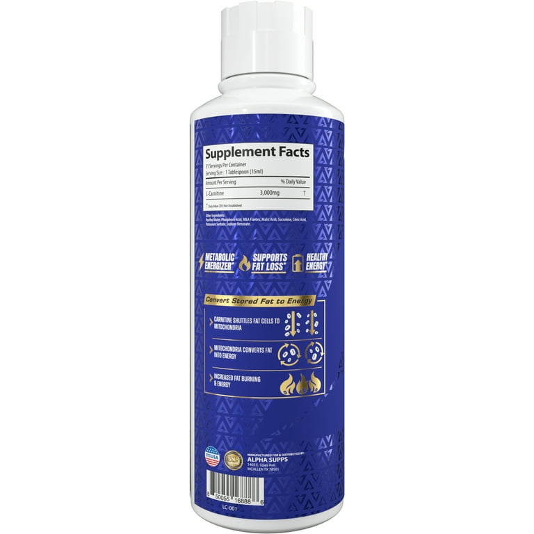 ALPHA Supps, L-Carnitine Liquid 3000, Sour Gummy, 16 oz - Walmart.com
