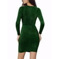 thumbnail image 3 of MODA NOVA Women's Plus Dress V Neck Long Sleeve Above Knee Dresses XS Green, 3 of 7