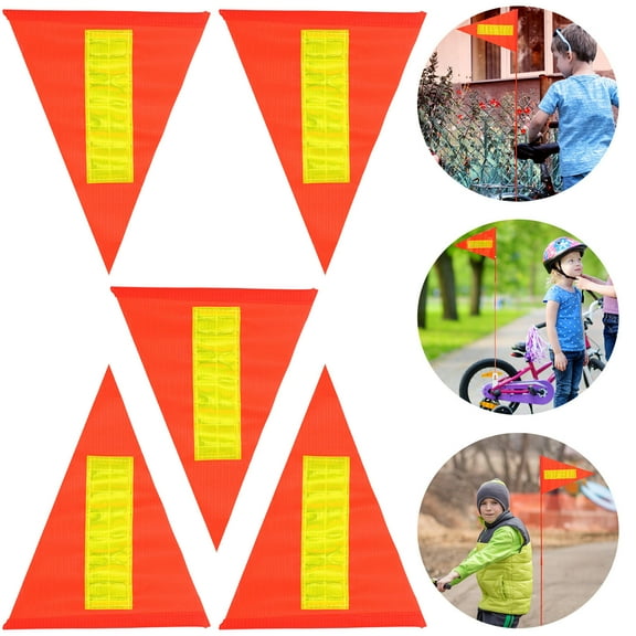 Pawsdot 5Pcs Durable Red Bike Flags Safety Warning Reflective Flags for Bicycle Decoration