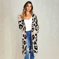 thumbnail image 5 of Women'S Cardigan Sweaters Leopard Long Sleeve Open Front Outwear Fall Winter Loose Knit Cheetah Long Cardigan Khaki S, 5 of 8
