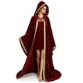 thumbnail image 5 of Lutiedan Renaissance Velvet Cloak for Women and Men Medieval Full-Length Cape Adult Halloween Witch Wizard Cloak S-3XL, 5 of 6
