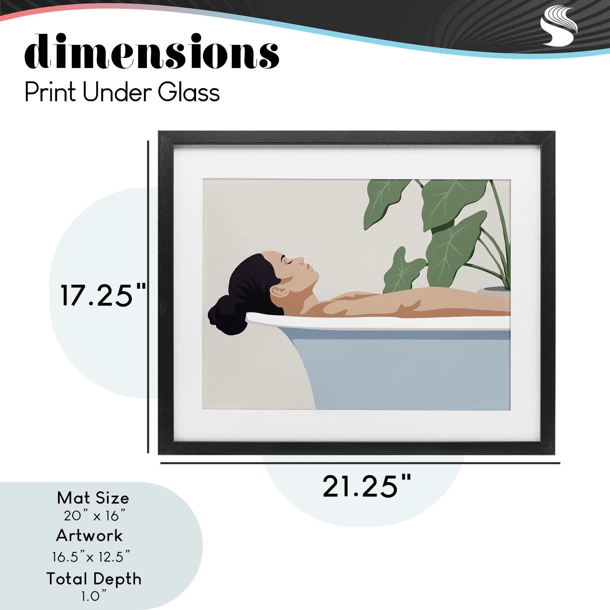 Stupell Industries Tub Relaxation Woman Black Framed Print Under Glass, design by Marcus Prime