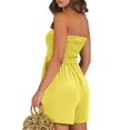 thumbnail image 3 of Romper AUDIO de verano sin tirantes, casual, de poliéster verde para mujer, 3 of 6