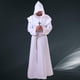 thumbnail image 5 of FELTECHELECTR Túnica de monje sacerdote medieval con capucha para Halloween, disfraz de cosplay para mago y hechicero, talla XL (blanco), 5 of 6