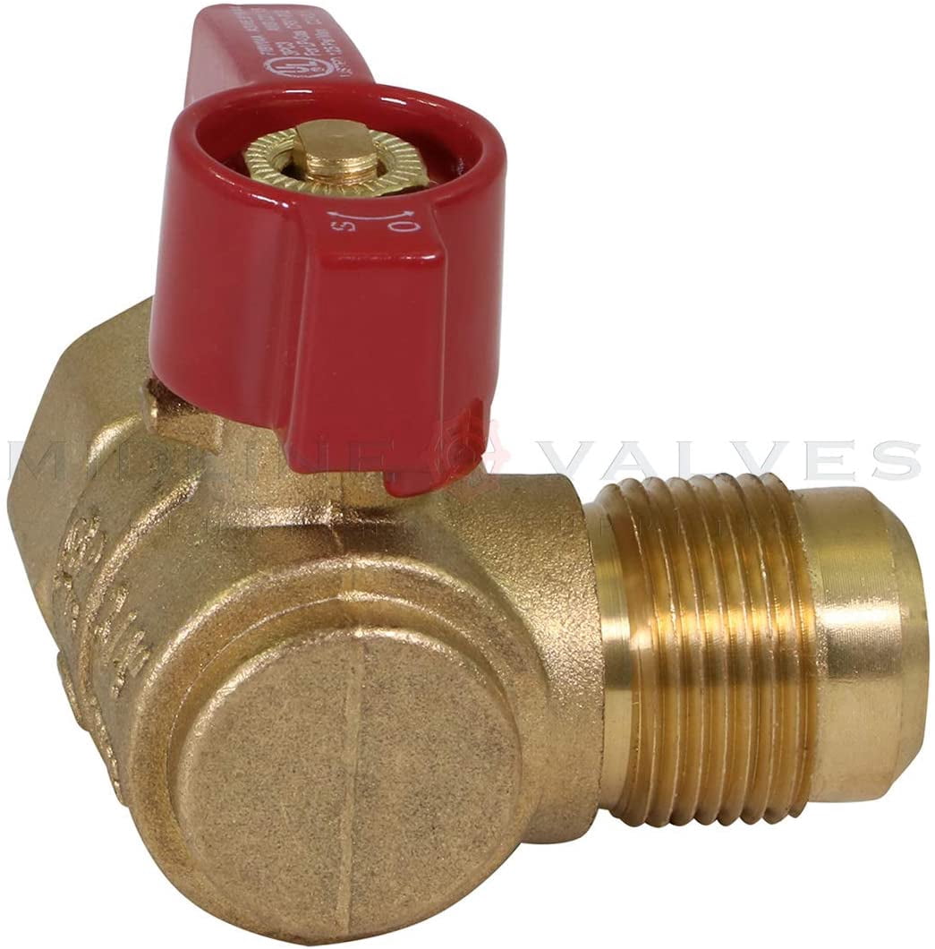 Midline Valve LxFA3458GAS-5 Angle Gas Ball Valve, with 5/8 in. x 3/4 in. Flare x FIP Connections, Brass (Pack of 5)