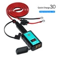 thumbnail image 3 of sweethay rápido para motocicleta, interruptor de botón USB Dual, 12-24V, IP66, resistente al agua, puerto SAE, Cable de 1,4 m, voltímetro, Accesorios para motos sweethay VI017122-00B, 3 of 6