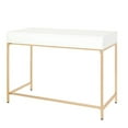 thumbnail image 3 of OSP Home Furnishings Alios Desk, White Gloss Finish with Gold Plated Base, 3 of 5
