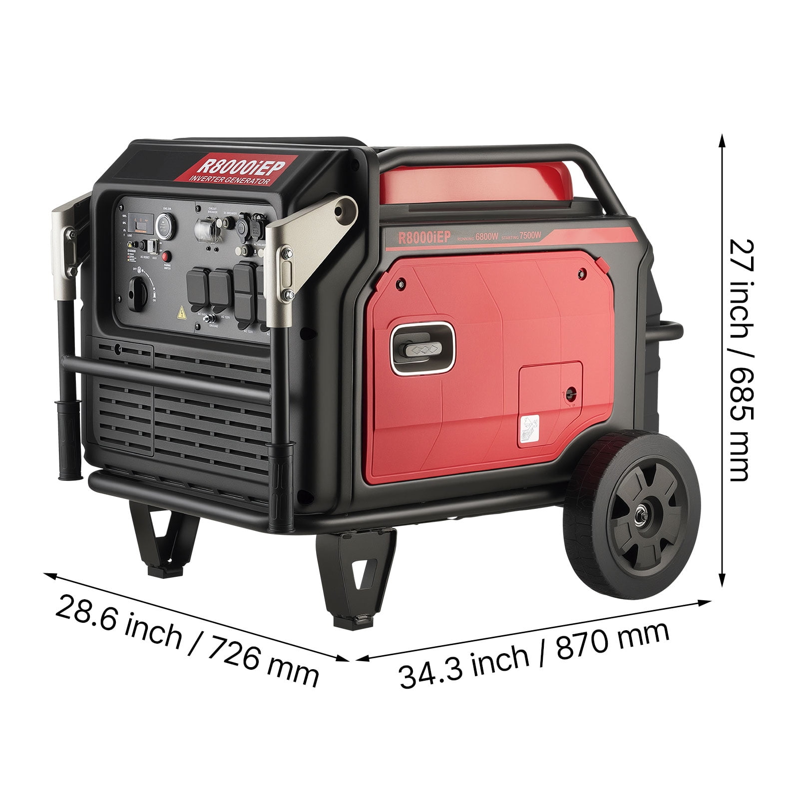 KFFKFF Portable Gas-Powered Inverter Generator, 10000W Peak Watt 6800W Operating Watt, Quiet Operation with Remote Start, Ideal for Home and Outdoor Use, Stable Performance, CO Sensor, RV-Compatible