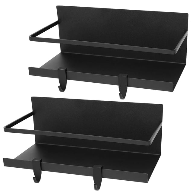 Paquete de 2 estantes magnéticos para especias para refrigerador, estante magnético fuerte con ganchos extraíbles, refrigerador magnético para sujetar tarros