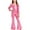 Hot Pink, variant on UQJfacai Girls Sparkly Jumpsuits Glitter Long Sleeve Cocktail Party Crew Neck Bodycon Flared Long Pants Rompers Onesies 2-17 Years