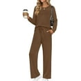 thumbnail image 2 of Fantaslook Two Piece Sets for Women Fall Travel Vacation Outfits Pleated Long Sleeve Lounge Sets Wide Leg Pants, 2 of 9