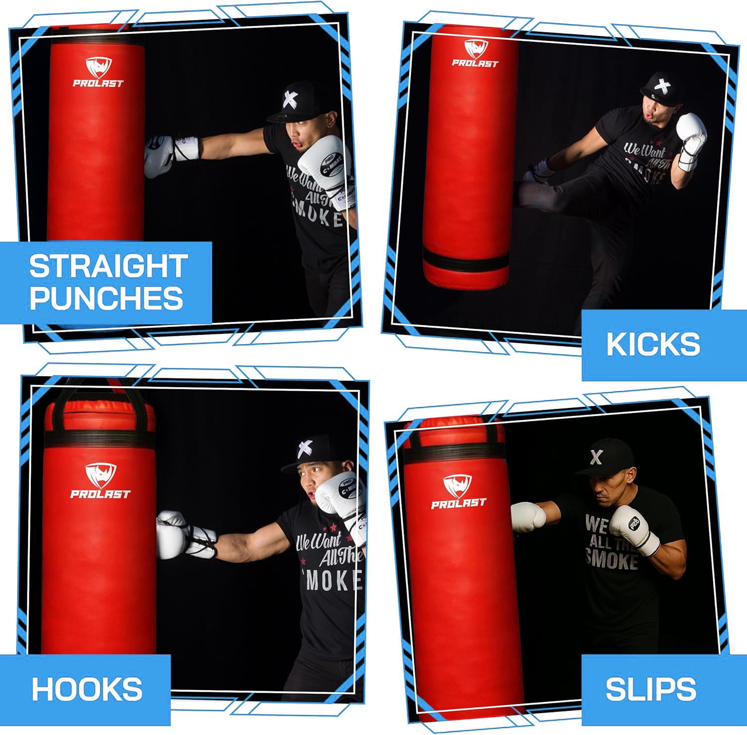 PROLAST Heavy Punching Bag 4 ft UNFILLED -Great for Boxing, MMA, Muay Thai - Unfilled with Bottom D-Ring ( Red )