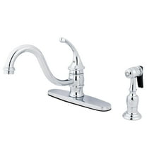 Kingston KB3571GLBS Georgian Single-Handle 2-or-4 Hole Kitchen Faucet with Brass Sprayer in Polished Chrome