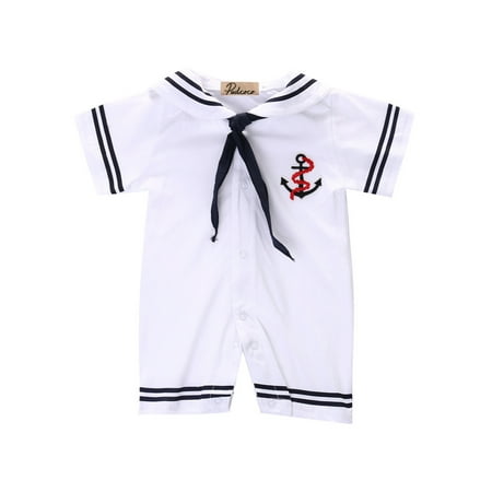 

Musuos Baby Boy Girl Romper Jumpsuit Bodysuit Anchor Sailor Outfits Set