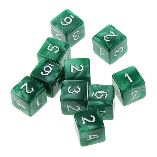 10pcs Six Sided Dice D6 Jugando D&D RPG Party Games Dados Verde Sunnimix 10 piezas