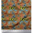 thumbnail image 1 of Soimoi Brown Poly Georgette Fabric Colorful Butterfly Printed Fabric 1 Yard 52 Inch Wide, 1 of 5