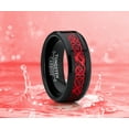 thumbnail image 5 of Metal Masters Mens Black Tungsten Red Dragon Ring Wedding Band Carbon Fiber Comfort-Fit 8mm 8.5, 5 of 8